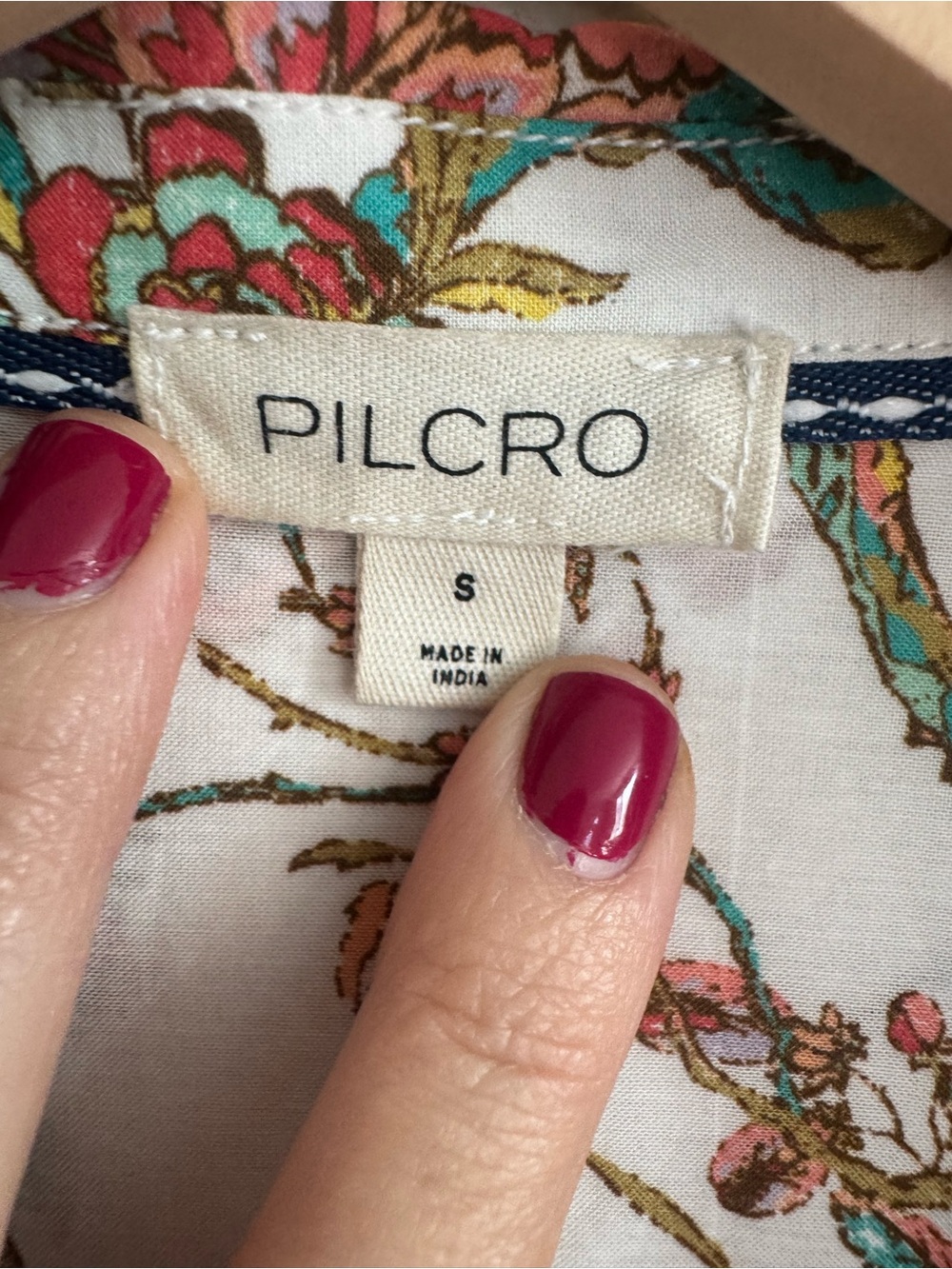Pilcro Anthropologie Floral Bird Pintuck Blouse Boho Cottagecore Peasant Top S - Picture 5 of 12